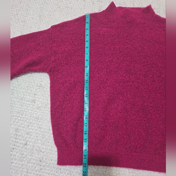 Lineamaglia Magenta Pink Mock Neck Sweater Balloon Sleeve Knit Pullover Large - Picture 11 of 11